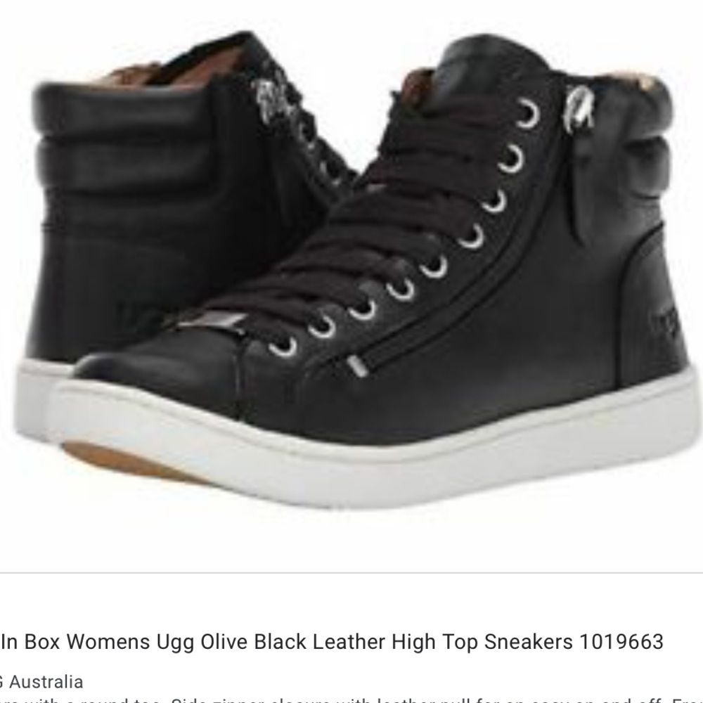 NIB UGG Olive 6 black leather high top sneaker - Picture 8 of 8